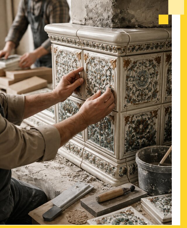 Изразцовые камины под ключ в Ивантеевке: проект и монтаж