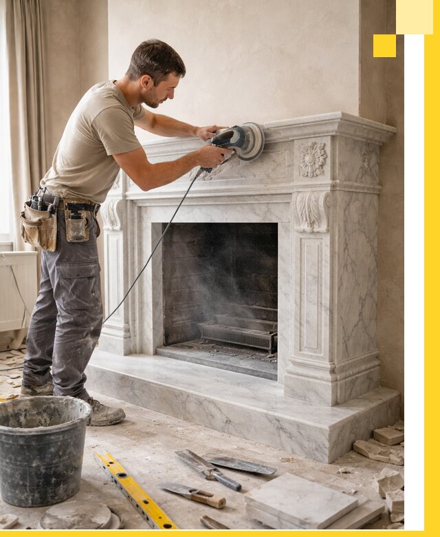 Изготовление и установка мраморных каминов в Ивантеевке под ключ