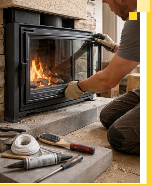 Производство, монтаж и доставка каминов со стеклом в Ивантеевке