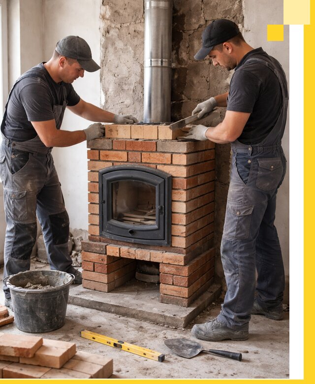 Монтаж печи камина под ключ в Ивантеевке с гарантией и пусконаладкой