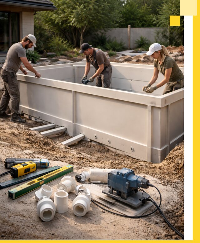 Установка полипропиленовых бассейнов под ключ в Ивантеевке