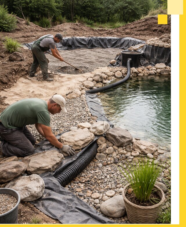 Строительство природных бассейнов и озер в Ивантеевке под ключ