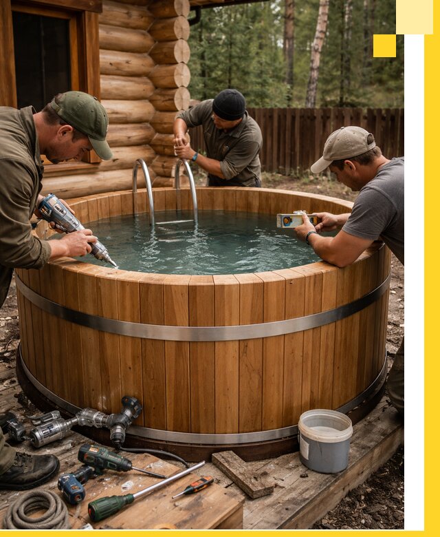 Строительство бань с купелью под ключ и отделкой в Ивантеевке