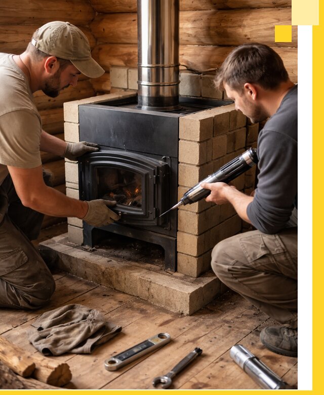 Монтаж и установка печи в бане под ключ с гарантией в Ивантеевке