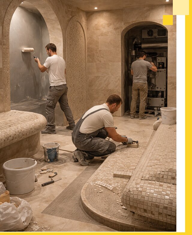 Строительство бани с хамамом и бассейном под ключ в Ивантеевке