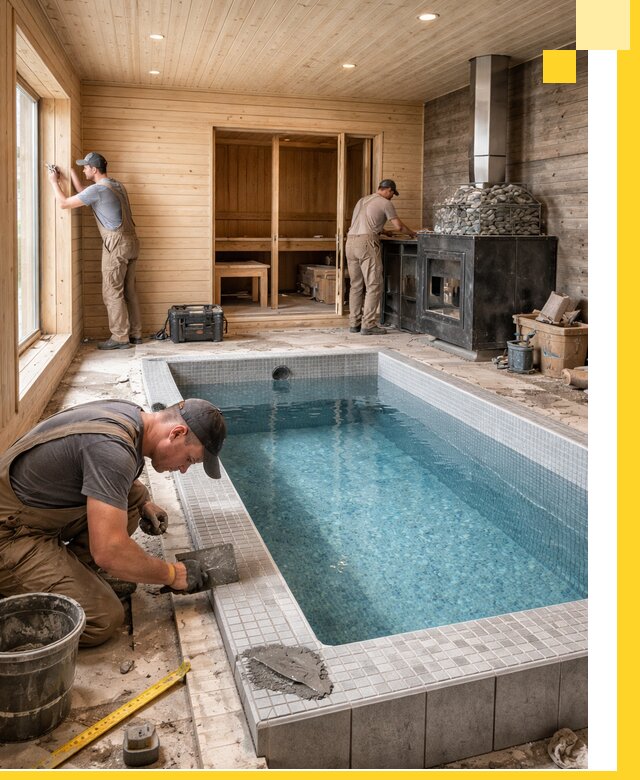 Проект бани с бассейном и сауной в Ивантеевке под ключ