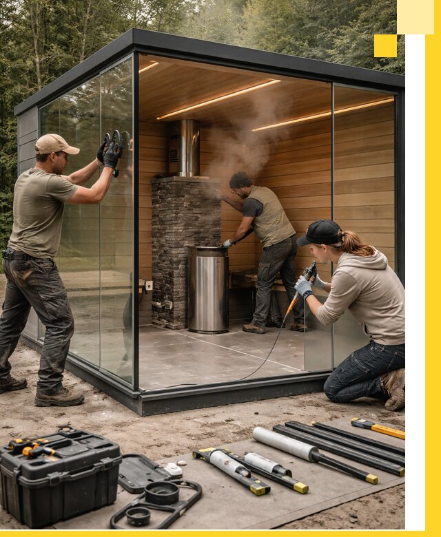 Проектирование и строительство стеклянных бань в Ивантеевке