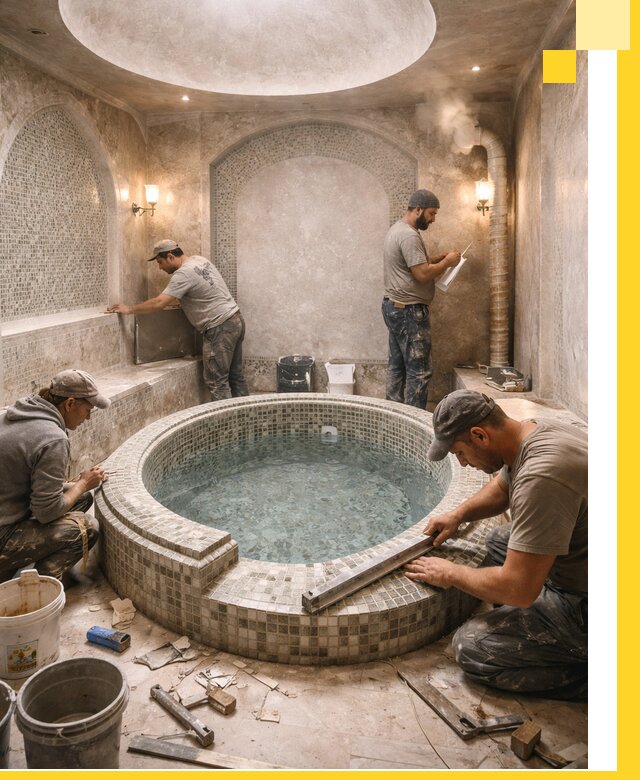 Профессиональное строительство хамама с бассейном в Ивантеевке под ключ