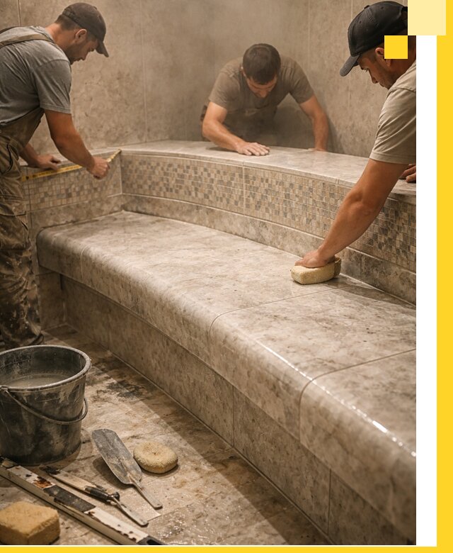 Изготовление и установка сидений для хамама в Ивантеевке