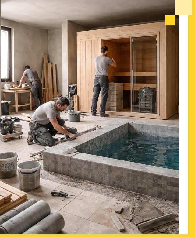 SPA зоны под ключ с бассейном сауной и печью в Ивантеевке